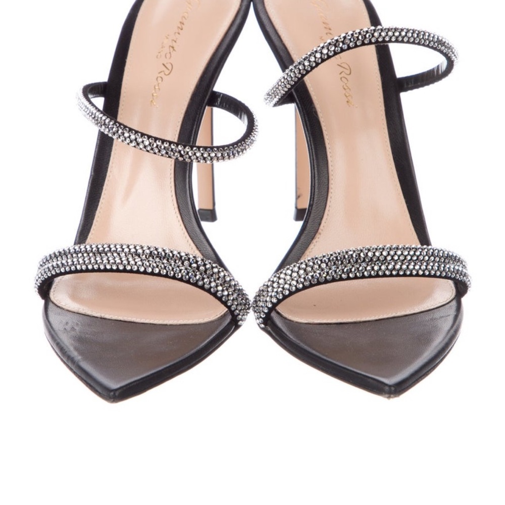 Elegant Black Stiletto Heels with Rhinestone Straps - Picture 3 of 5